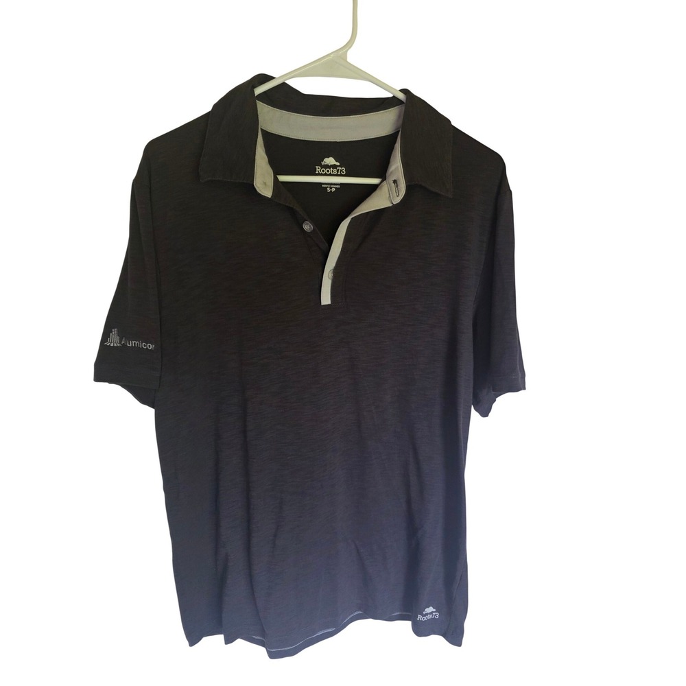 Roots 73 Mens Short Sleeve‎ Polo Shirt Charcoal Grey Heather Alumicor Logo Small